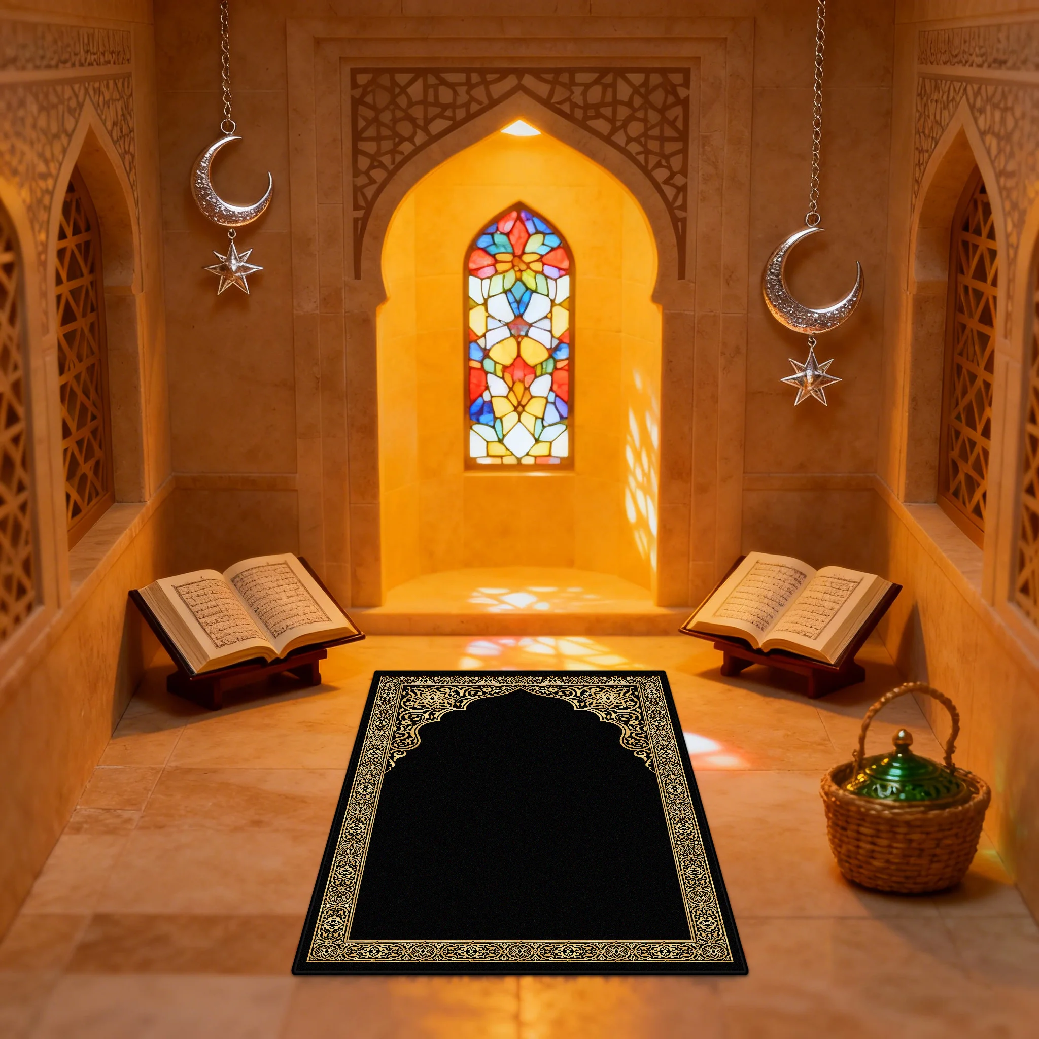 Luxury Mosque Pattern Fluffy Prayer Mat Easy Clean Lightweight Islam Worship Mat Non-slip Resilient Prayer Room  سجادة الصلاة