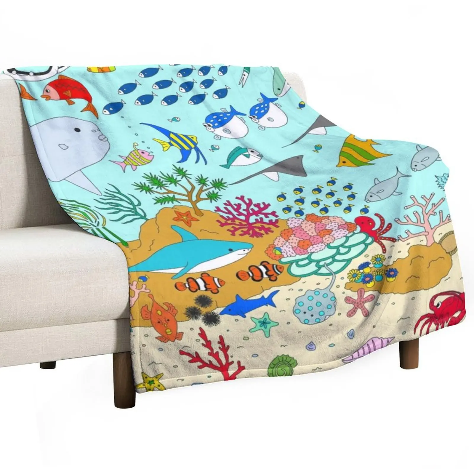 Oceanarium Throw Blanket Soft Beds wednesday Flannel Nap Blankets