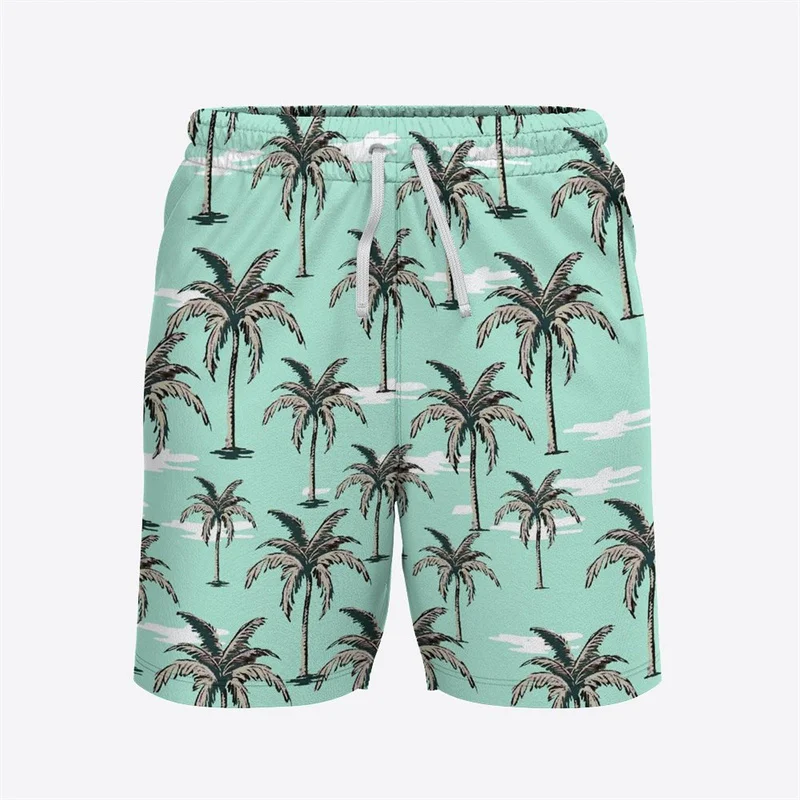

Тропический стиль, модные мужские шорты с принтом пальмы, пляжные повседневные свободные быстросохнущие уличные плавки, дышащие гавайские шорты