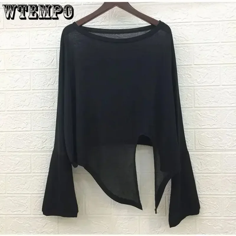 結び目のある日焼け止め服,不規則な長袖のTシャツ,カジュアルなルーズフィットのシャツ,サマーサイドの服