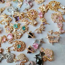 Pièces d'art d'ongle de luxe Kawaii, breloques de décoration, coeur d'amour rose, marin, lune, étoile, fournitures d'accessoires de manucure, N64., 10 pièces