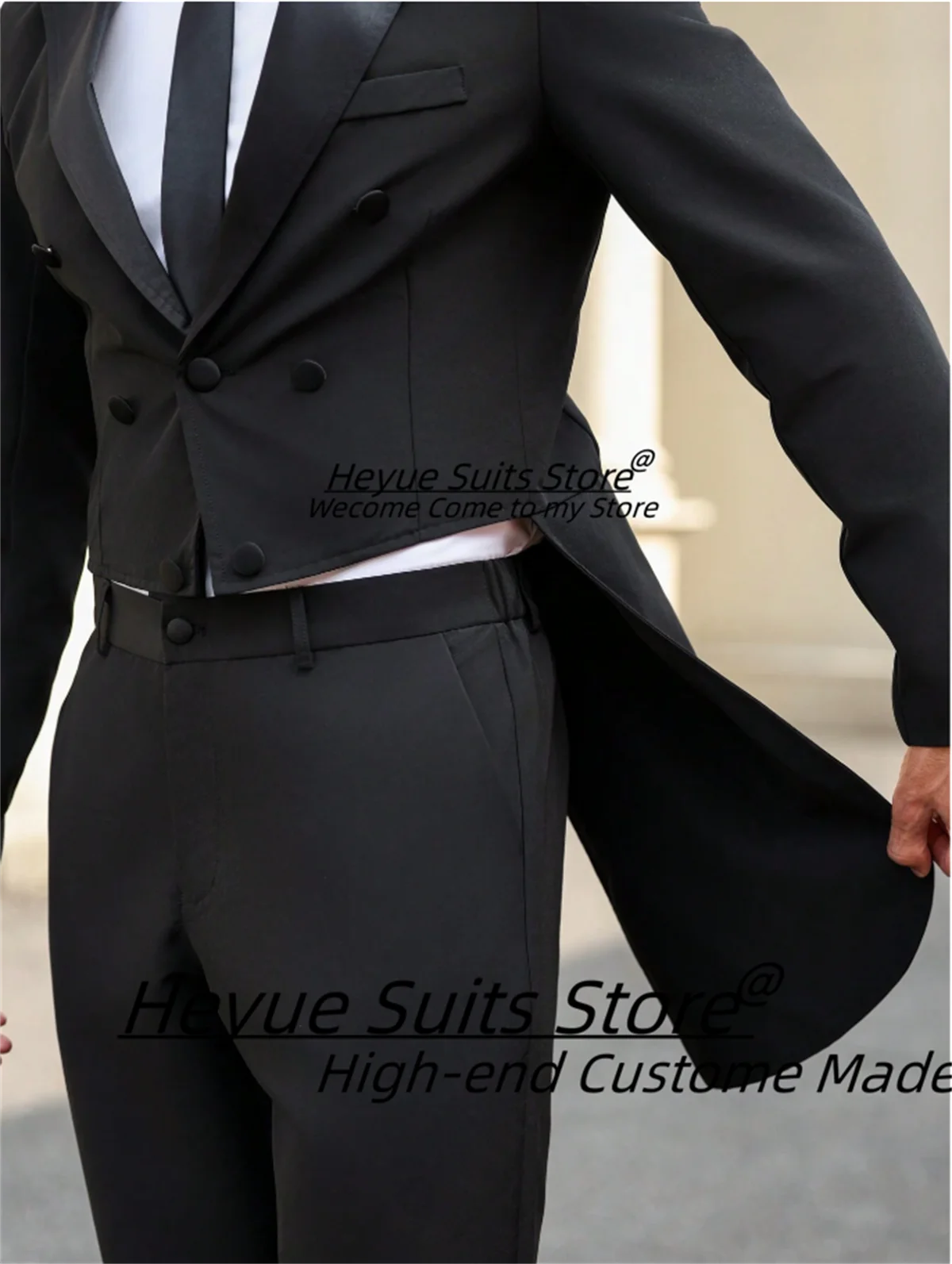 High-end Black Prom Men Suits Slim Peak Lapel Groom Party Tuxedos 2 Pieces Sets Handsome High Qublity Male Blazers Costume Homme