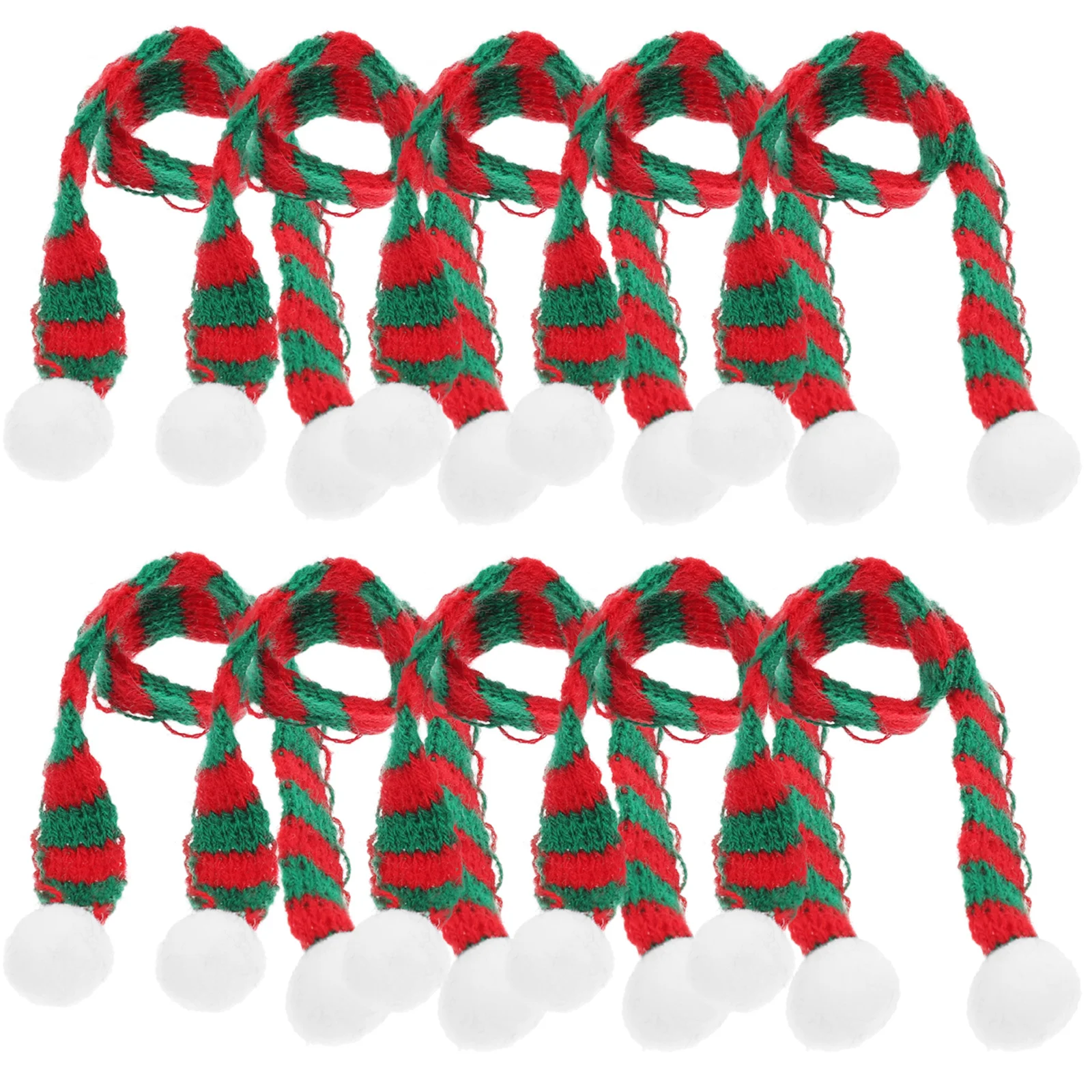 

5Pcs 2x30cm Christmas Mini Scarf Red Green Striped Knitted Decorative Accessory for Wine Bottles Home Festive Atmosphere