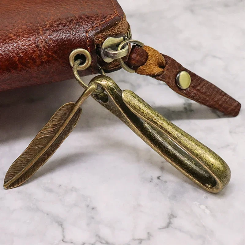 100% Genuine Leather Key Wallet Men Car Key Holder Retro Key Bag Men Purse Vintage Housekeeper Keychain Cowhide Card Holder Case