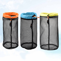 3pcs Hammock Mesh Storage Bag Lightweight Quilt Drawstring Dirty Clothes Pouch Travel Compressed Sack Toy Beach Camping