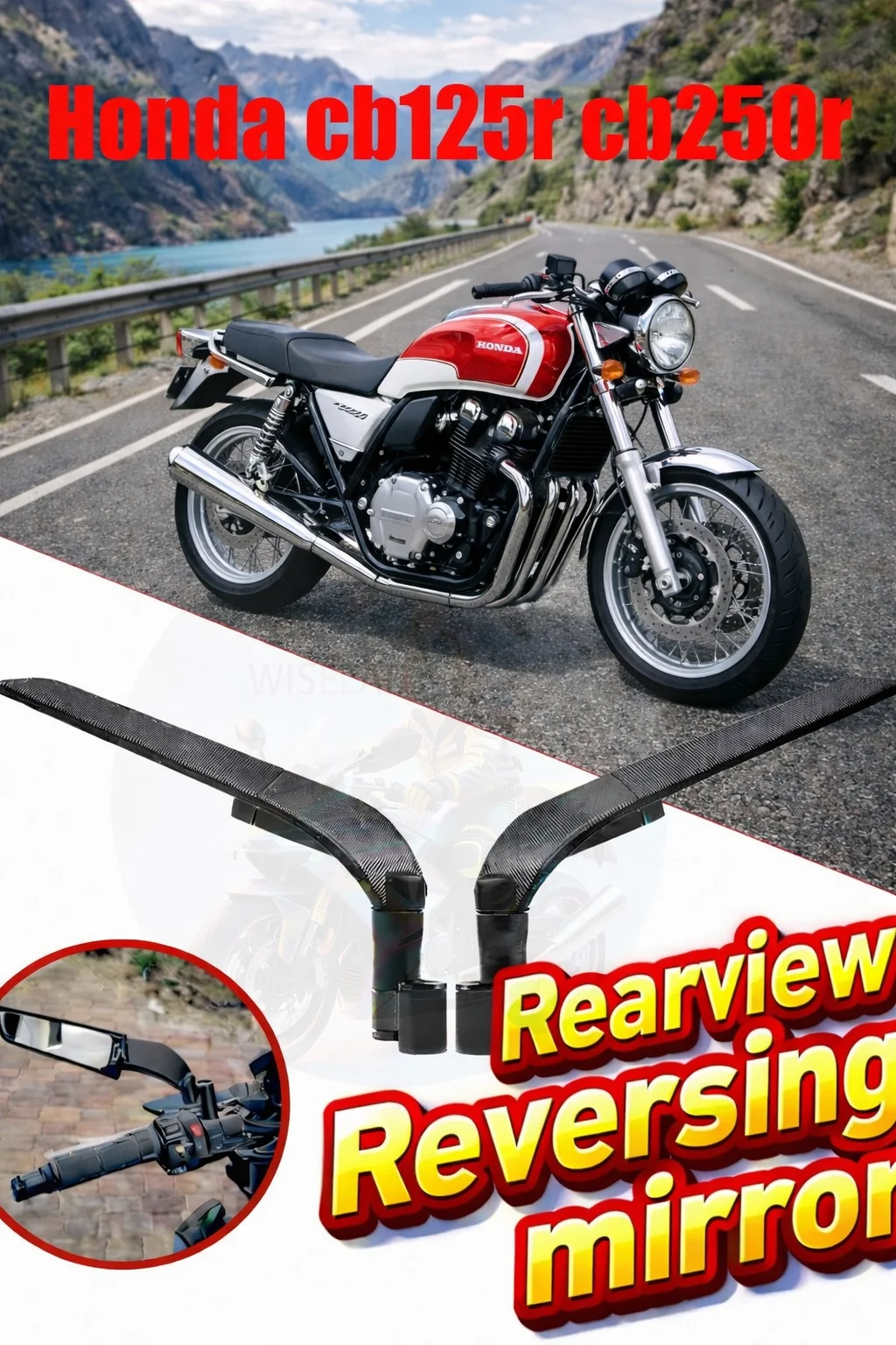 

Подходит для мотоциклов Honda CB125R, CB250R, CB300R, 650R, 1000R, 650F, 1300, 1100: Алюминиевое поворотное зеркало заднего вида (аксессуар)