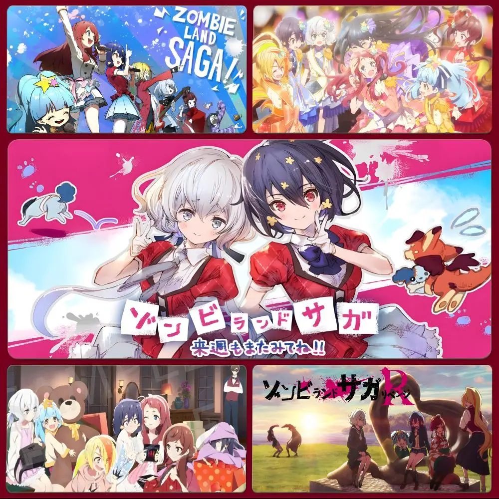

Funny Cool Anime Z-Zombie Land Saga Mouse Pad Large Gaming Mousepad with Stitched Edges Thickened Desk Mat PC