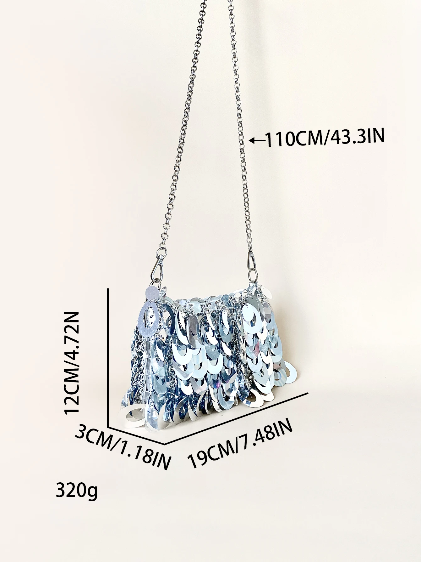 2024 New Internet Celebrity Retro Sequins Tassel Women\'s Crossbody Silver Pouch Bundi Travel Photography Concert Bag