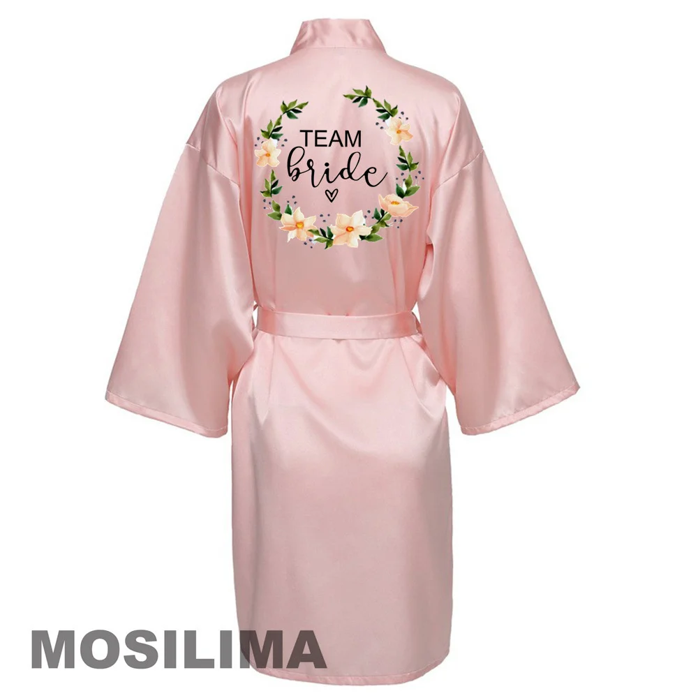 Albornoz Kimono de satén para dama de honor, bata de novia para equipo de fiesta de boda, SP073