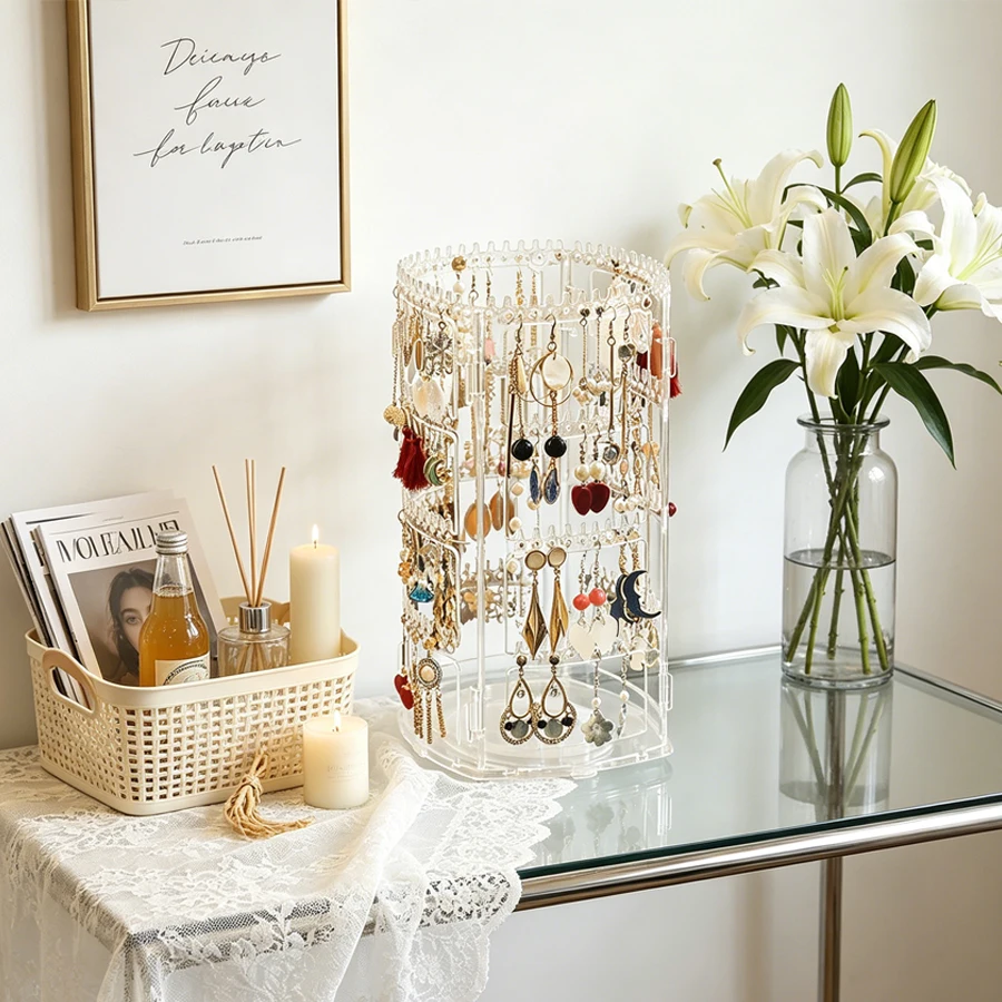 

Jewelry storage rotating stand, transparent pendant holder with 360° rotation of acrylic detachable stand for jewelry, earrings,