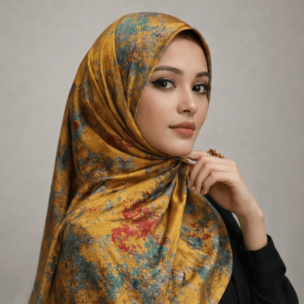 

Элегантный атласный шарф омбре, дышащий, мягкий, полиэстеровый, длинный платок-хиджаб для головы