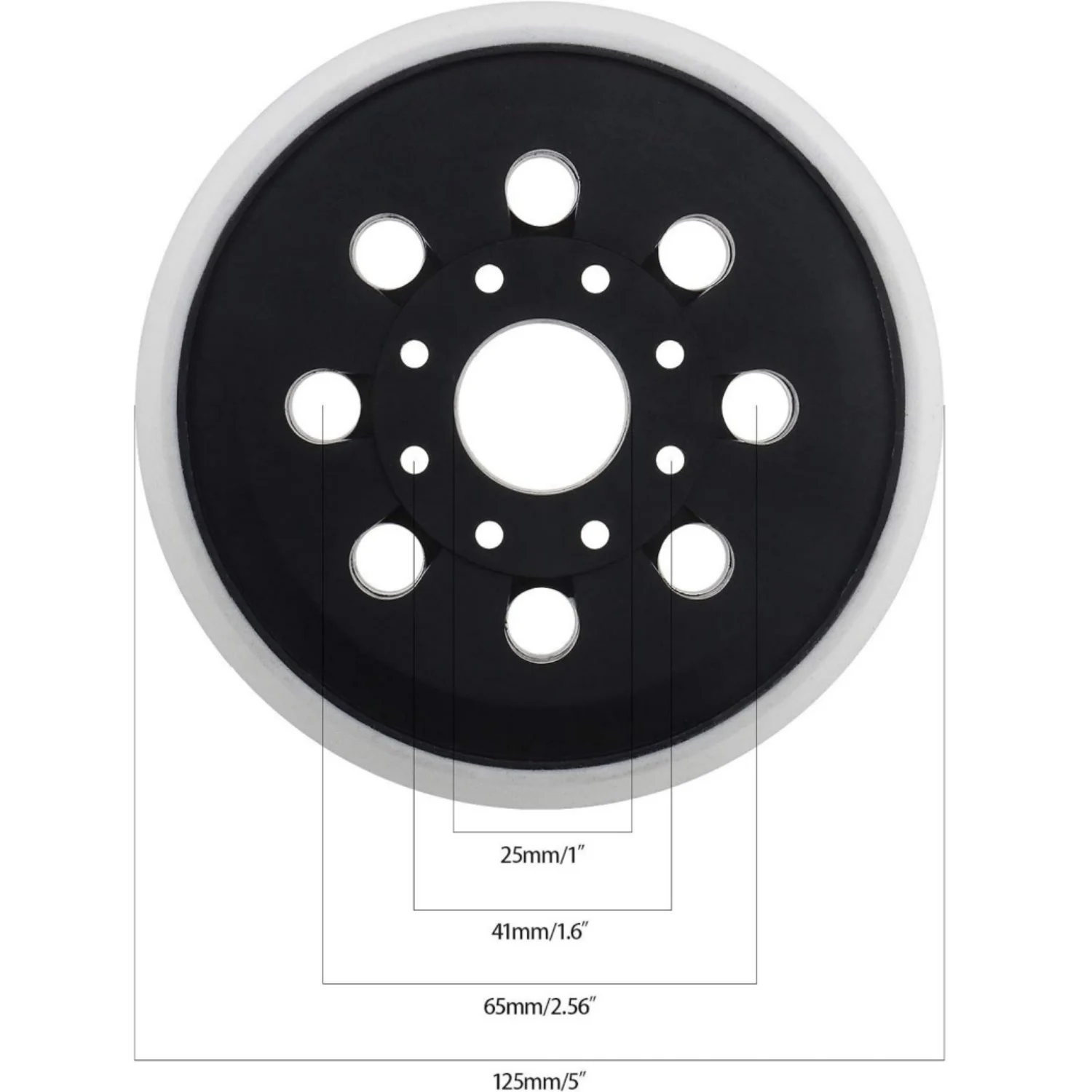 5 Zoll/125 mm Klettverschluss-Schleifunterlage Ersatzteil kompatibel mit Bosch PEX220 PEX220A Skil 7402 7490 2609000750 – Detail 6