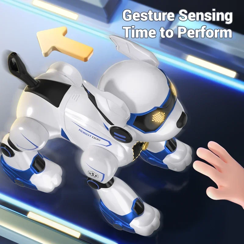 หุ่นยนต์สุนัขบังคับวิทยุสุดฮา หุ่นยนต์สุนัขแสดงท่าได้ ควบคุมด้วยเสียง ตั้งโปรแกรมได้ สัมผัสได้ มีเพลง สำหรับเด็กชาย เด็กหญิง ของเล่นเด็ก