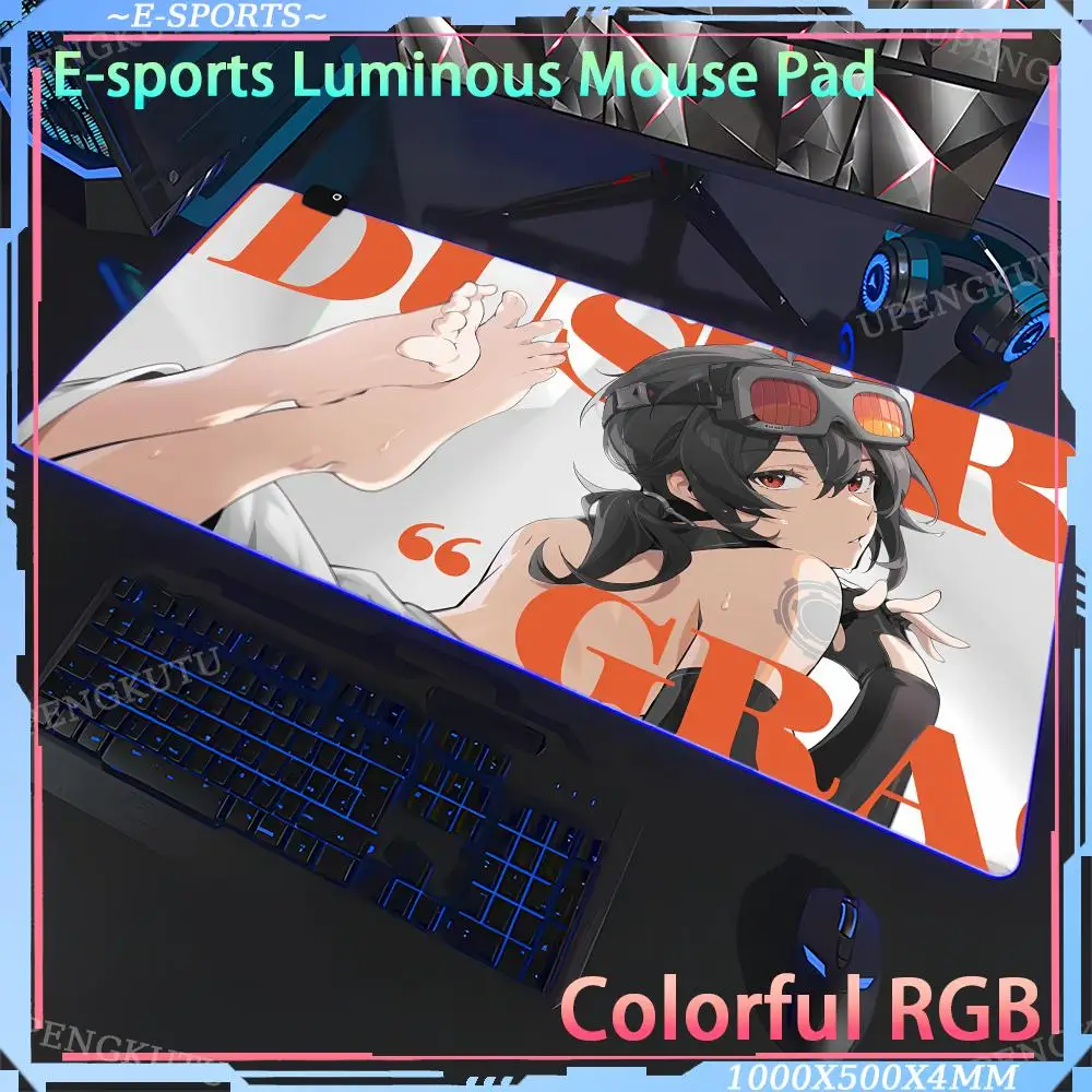 Rubber non-slip pad LED Z_zenless_Zone_Zero gaming mouse pad RGB Computer desk accessories Computer desk pad protection pad