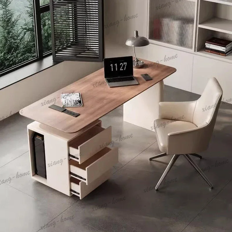 Modern Fashion Wooden Rounded Corner Desk with Drawer Storage Cabinet,computer desk,Contemporary