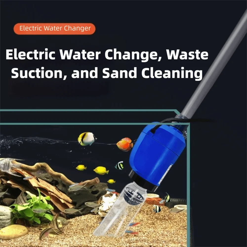 High Power Aquarium Gravel Cleaner Length-adjustable Plug and Play Fish Tank Water Changer Multi-Functional Vacuum Water Changer