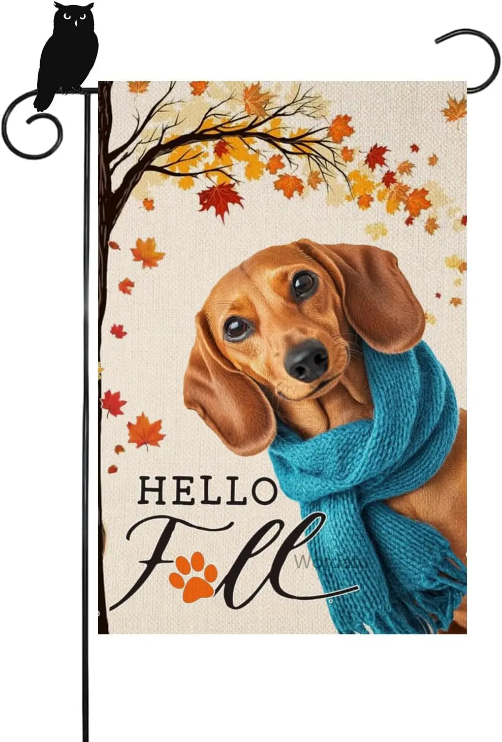 مرحبا الخريف الألماني حديقة العلم للخارج 12x18 بوصة مزدوجة الوجهين الخيش مابل ليف مزرعة عطلة في الهواء الطلق ساحة العلم H HHJ #1