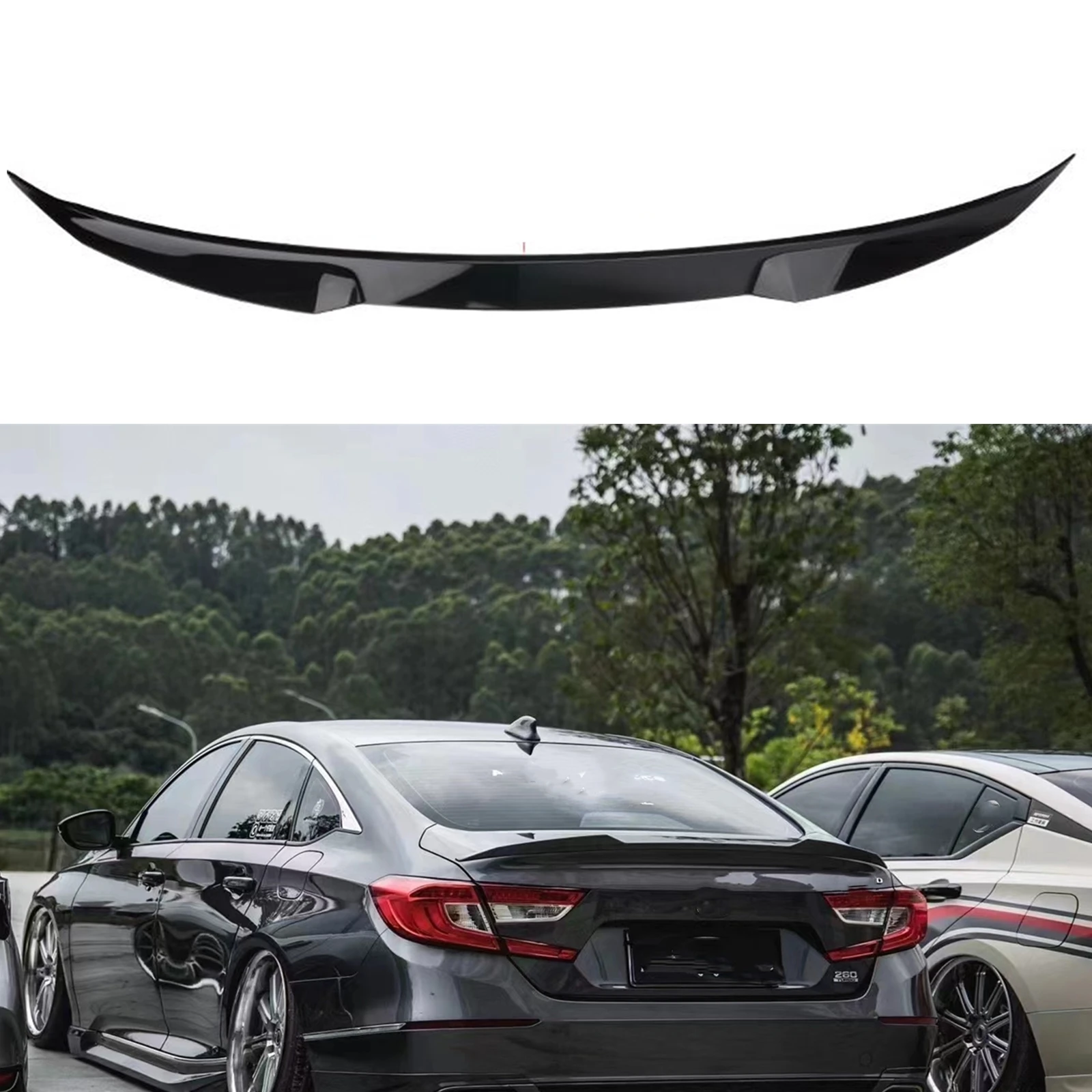 

Car Rear Trunk Spoiler Wing For Honda Accord 10th 2018-2022 New YOFER Glossy Black Tailget Lid Flap Decklid Splitter Lip Trim