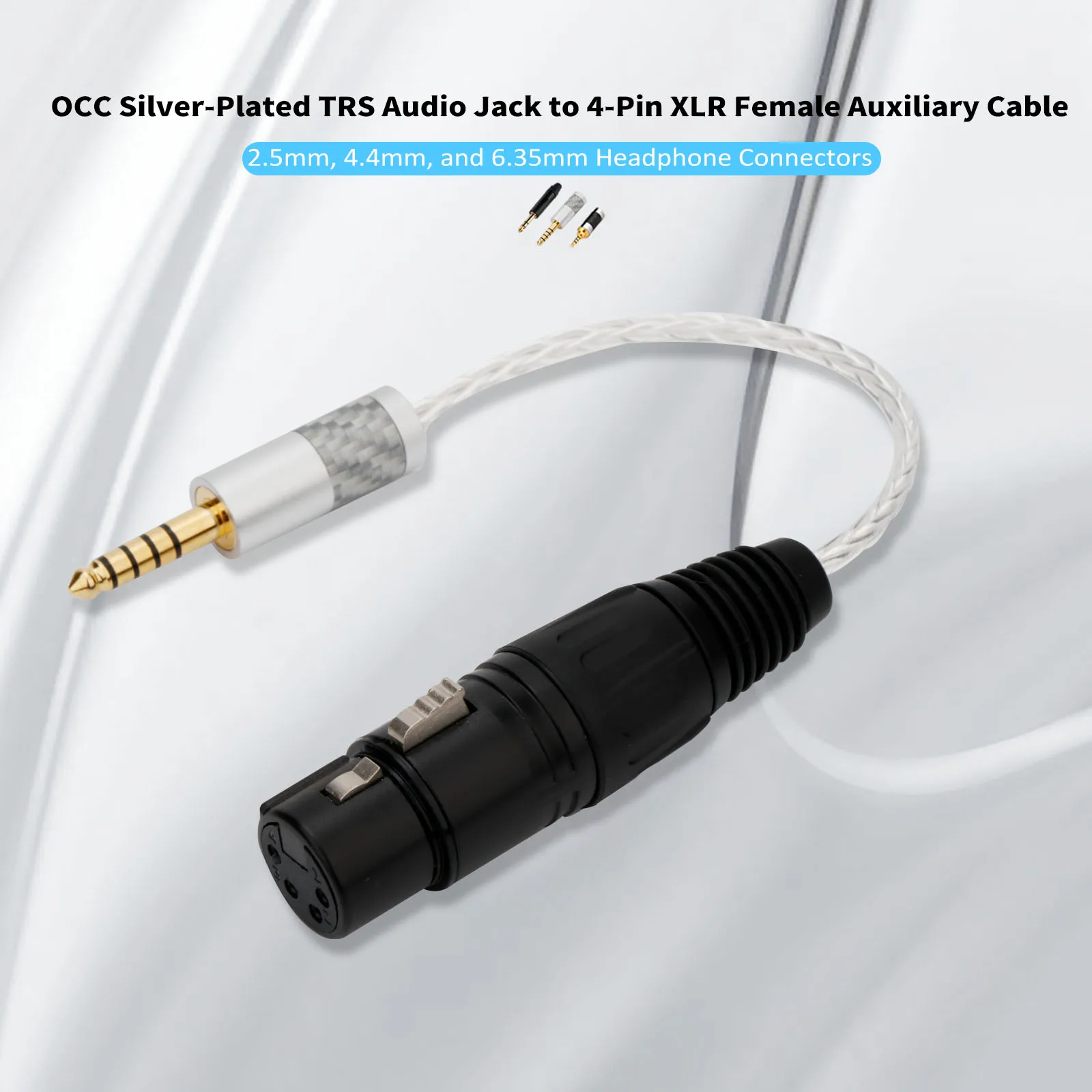 Cavo audio HiFi da 4,4/6,35/2,5 mm a 4 pin XLR femmina cavo Aux cavo per auricolari cavo adattatore in rame placcato argento 7N OCC di fascia alta