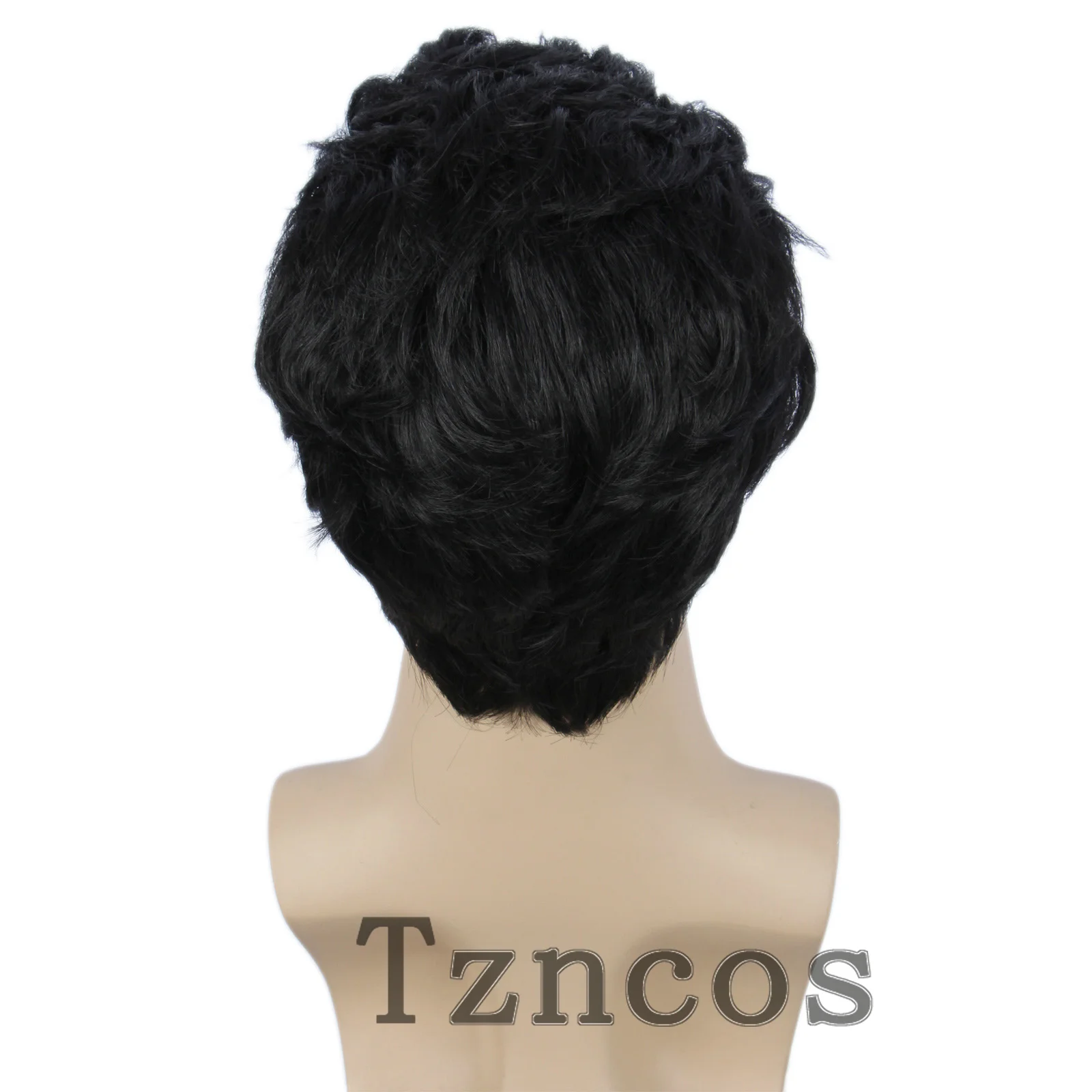 ショート 80 年代コスチューム メンズ ディスコ スタイル ウィッグとひげ ハロウィン コスプレ コスチューム ブラック ウィッグ