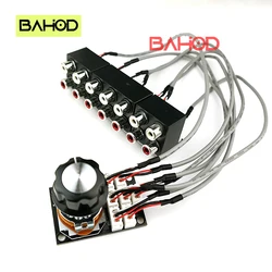 BAHOD 6-Way Dual-Channel Audio Signal Switcher Knob Switch Board With Sealed RCA Lotus Seat Shielded Wire
