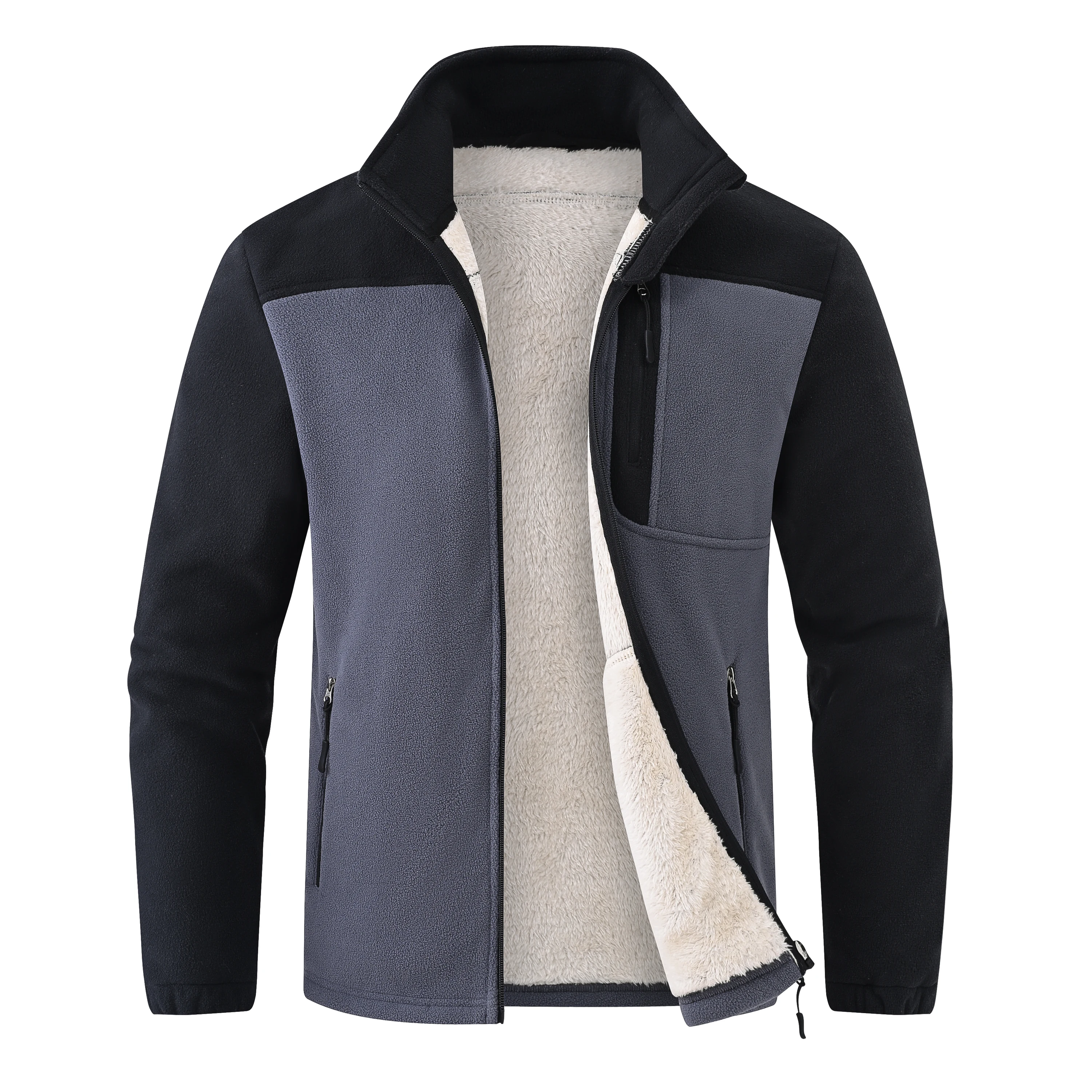Herren Warme Polarfleece-Jacke mit Vollreißverschluss, Windbreaker mit mehreren Taschen, Arbeits- und Wanderjacke für Herbst & Winter – Detail 5