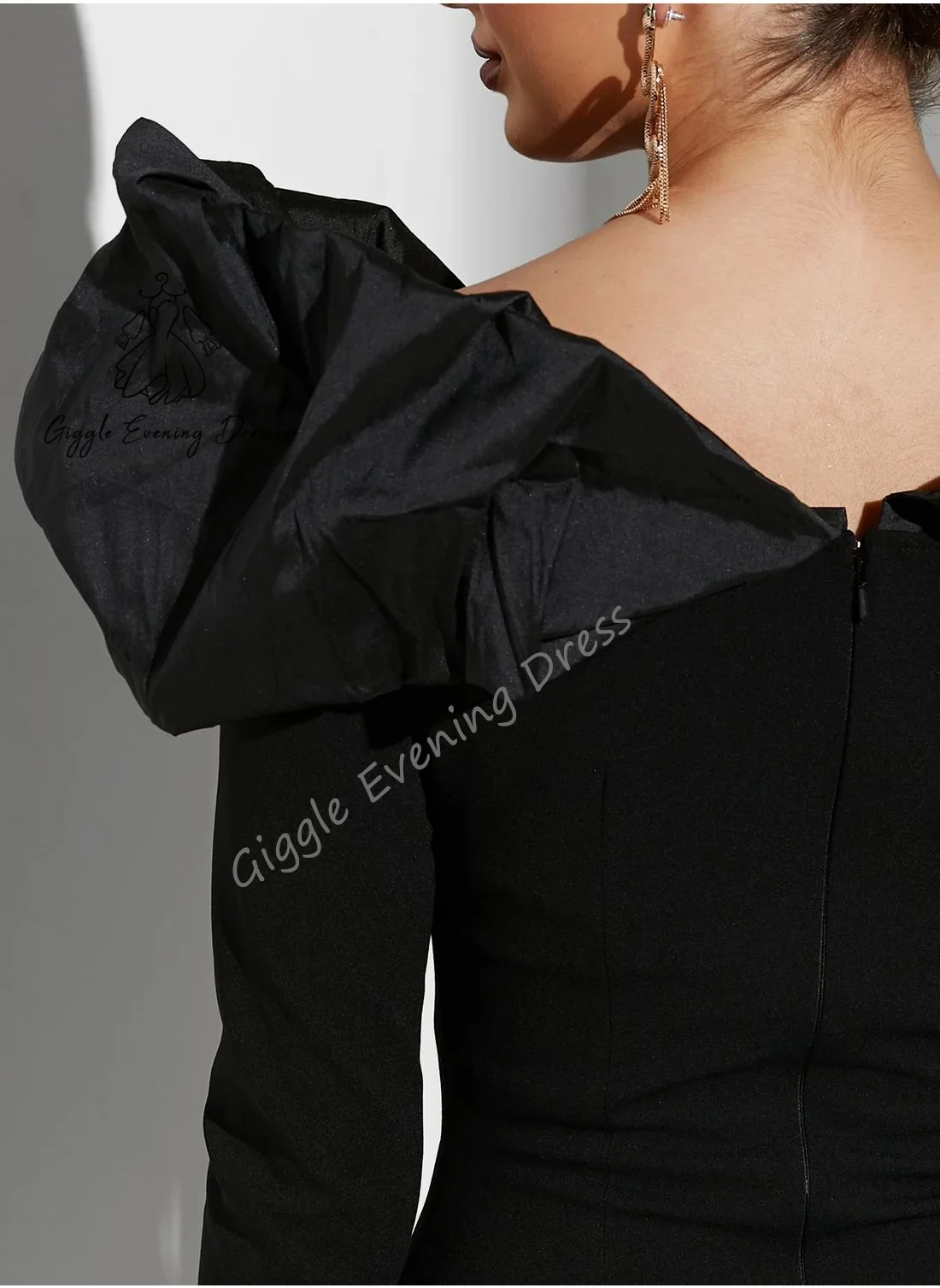 Giggle V-neck Exaggerated puffed-overlay Sleeves Bodycon Dress Prom Gown Sheat 2025 Saudi Arab Elegant Evening Party Dress