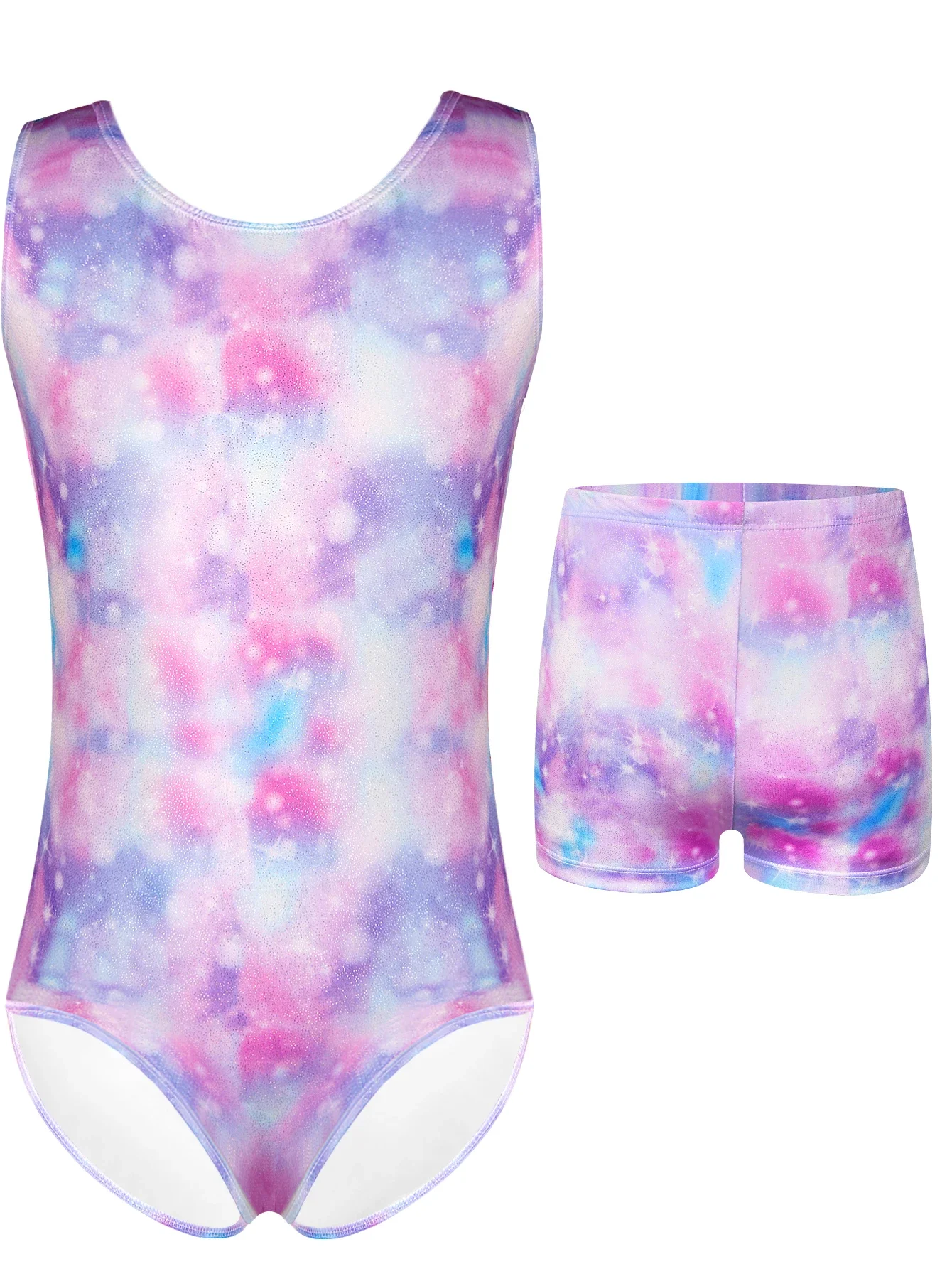 Girls  Gymnastic Leotard  Kids Sleeveless Dance Tumbling Outfit Matching Shorts for Gymnastics Dance