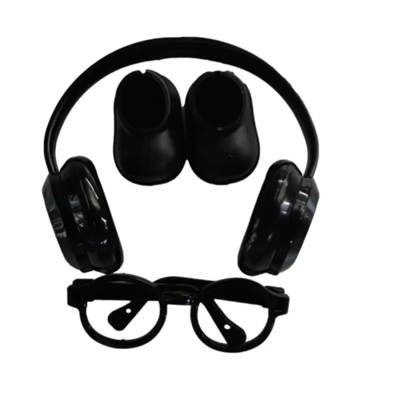 

17cm Labubu Doll Accessories Set Black Headphones Shoes Glasses Outfit Fashion Plush Doll Decoration DIY Kid Gift Toy Supplies
