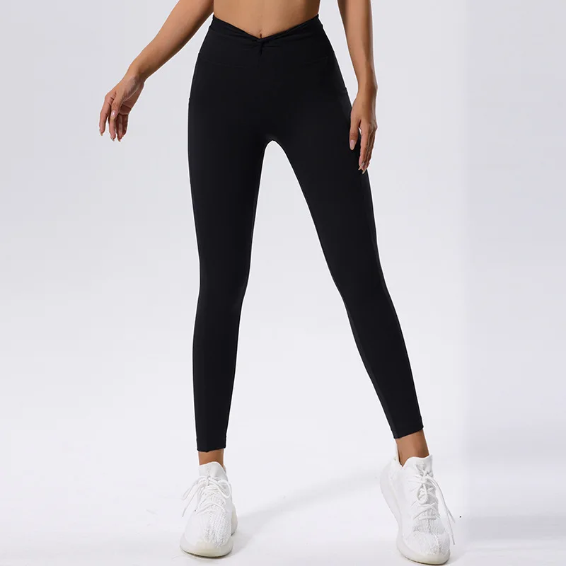 Legginsy do jogi kieszonkowe damskie Fitness do biegania wąskie spodnie o wysoką talią Push Up legginsy sportowe siłownię sportowe szybkie suche