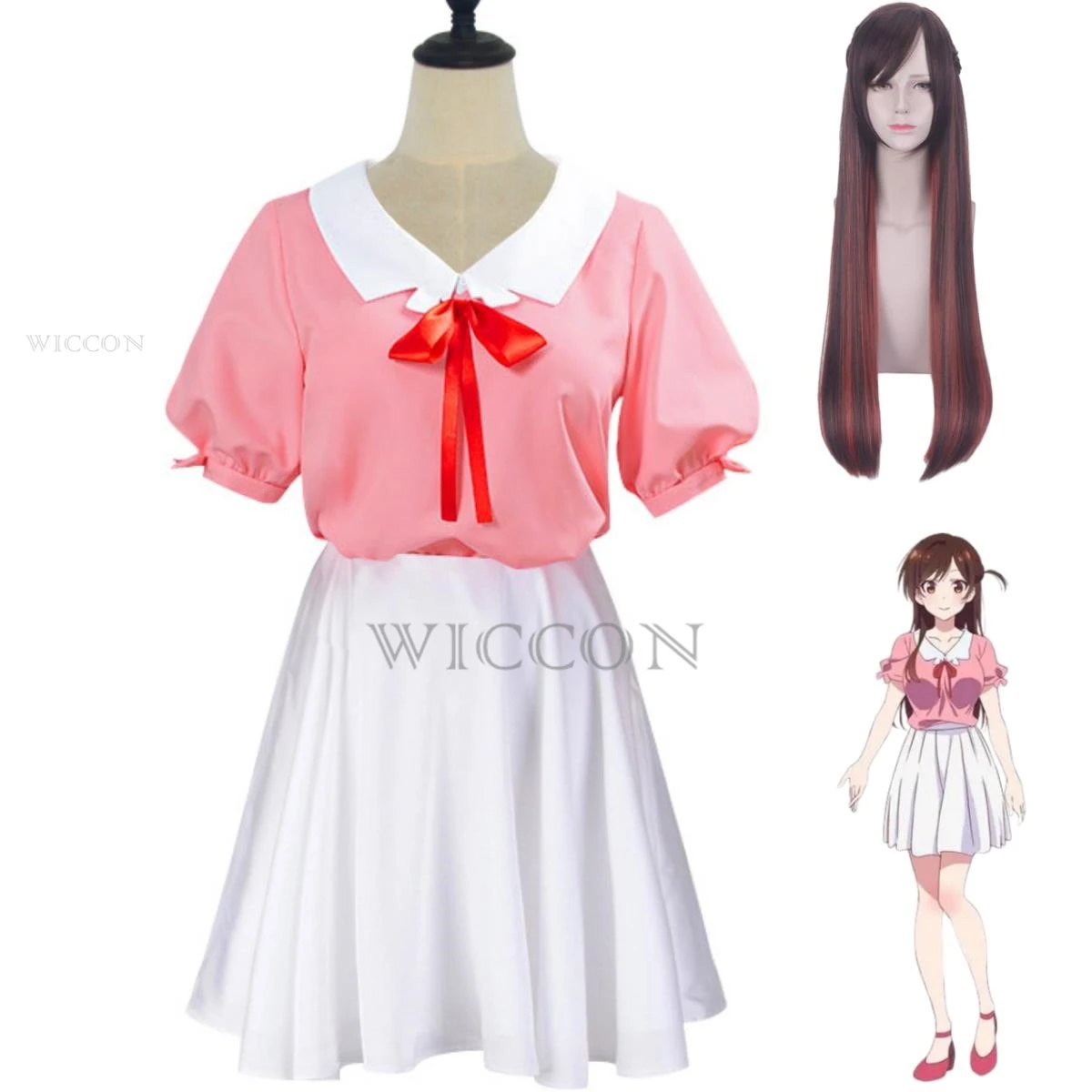 Anime Rent A Girlfriend Mizuhara Chizuru Cosplay Costume Ichinose Wig Skirt Princess Skirt Woman Kawaii Daily Leisure Party Suit