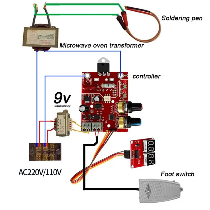 A98E-NY-D01 Spot Welding Machine Control Board Regulating Time And Current Digital Display DIY Control Board (40A)