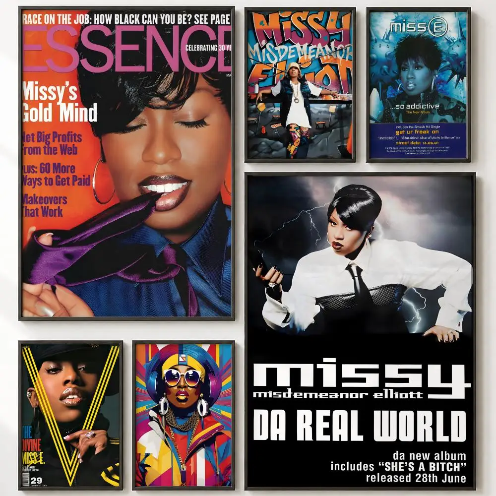 Queen of Rap Missy Elliott Poster HD Poster Wandkunst selbstklebend ohne Rückstände für Zuhause Café Büro tolles Geschenk
