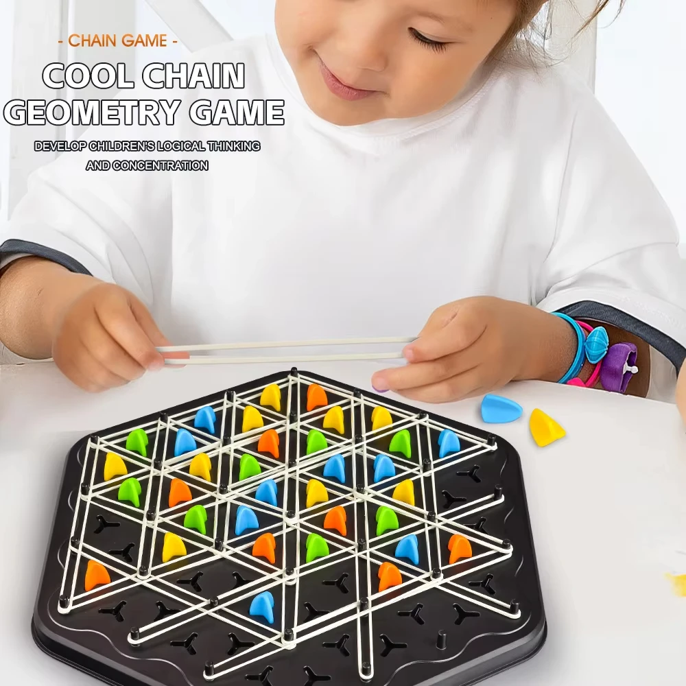 Chain Triangle Chess Game Triggle Rubber Band Game Educational Interactive Game Battle Set For Family Party Gift image 2