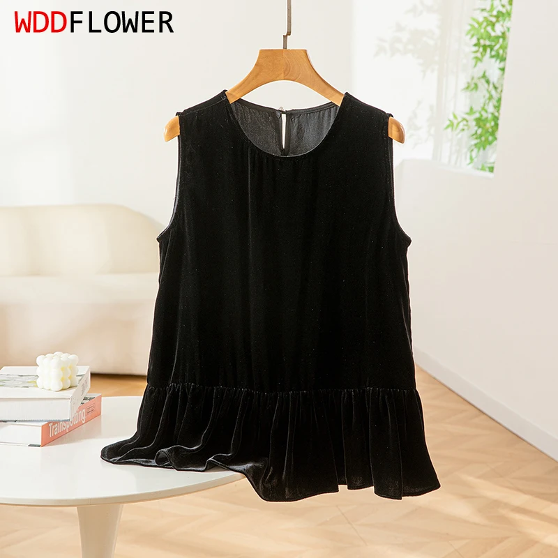 

100% шелковая подкладка шелковицы, бархатный шелк, женская винтажная майка без рукавов с круглым вырезом, рубашка, жилет, осень-весна QQ057