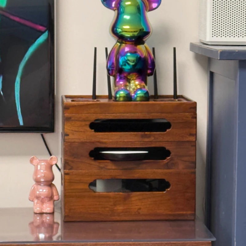 

Teak Router Storage Box, Desktop Cable & Socket Organizer, WiFi Placement Shelf, TV Cabinet Set-Top Box Storage, Space-Saving