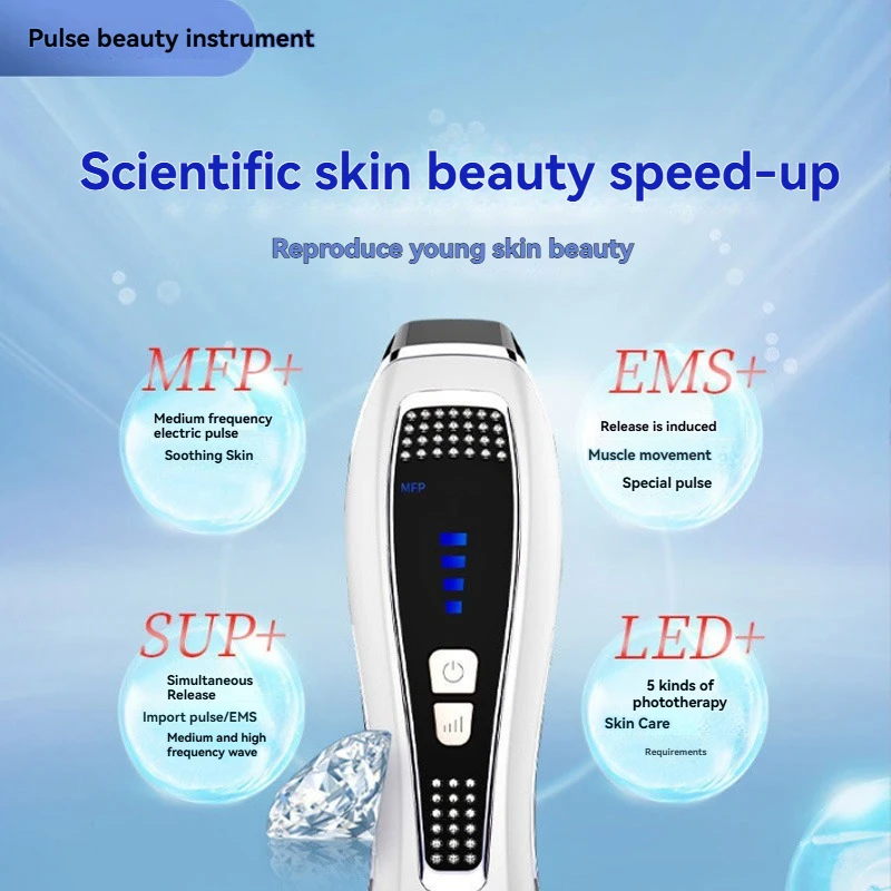 Dispositivo di bellezza a impulsi facciali a microcorrente Collo e viso Rafforzamento e sollevamento Photon Ringiovanimento della pelle Cura della bellezza Massa vibrante