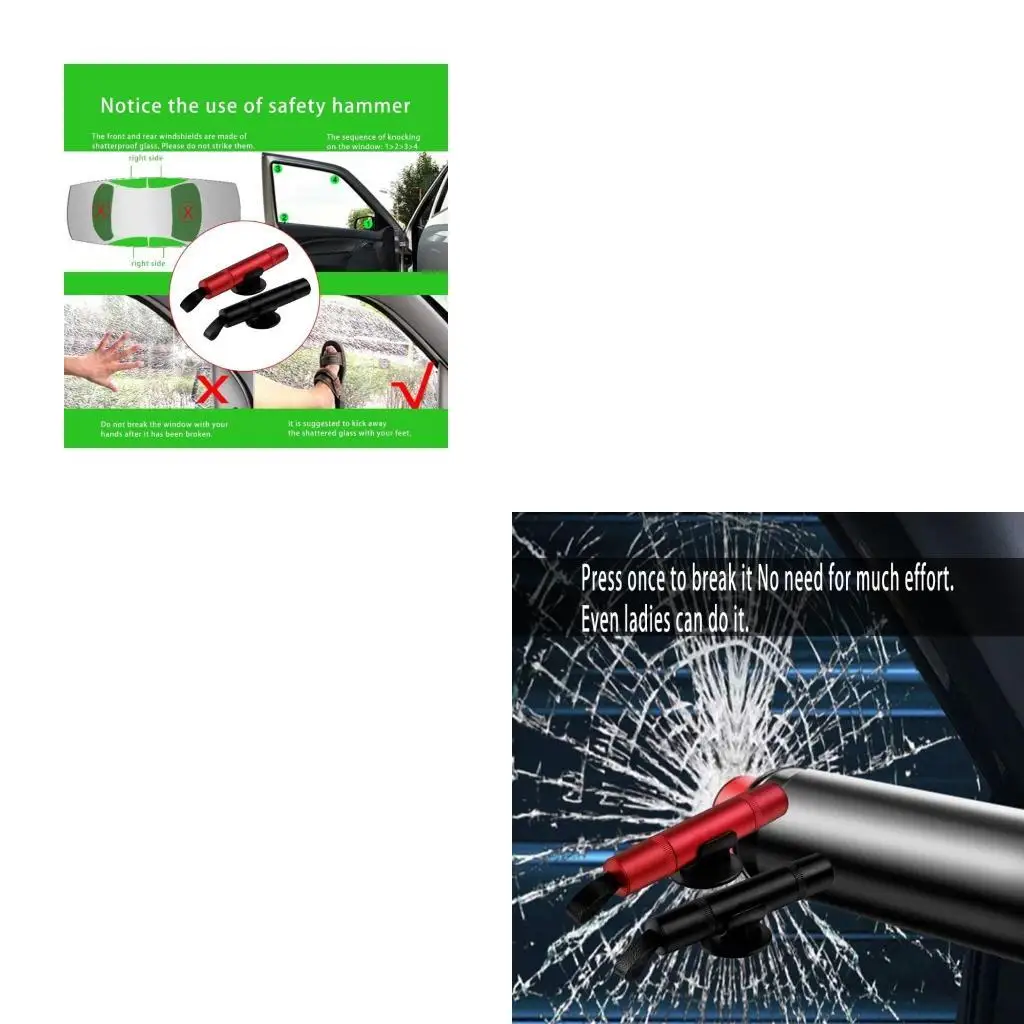 652F Automotive Safety Hammer For Emergencies Featuring Metal Construction Easy Grip Design Rapid Evacuation In Crisis Moment