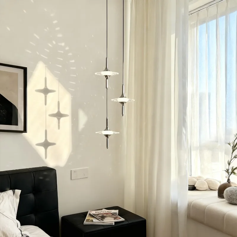 French Style Bedroom Bedside Pendant Light for Living Room Background Wall Star Lamp for Entryway Hallway Art Ambient Lighting