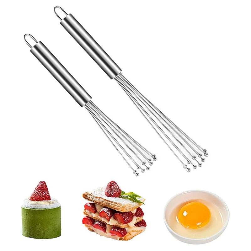 4 Pieces Stainless Steel Ball Whisk Wire Egg Whisk Set Kitchen Whisks For Cooking, Blending,Beating (10 Inch&12 Inch)