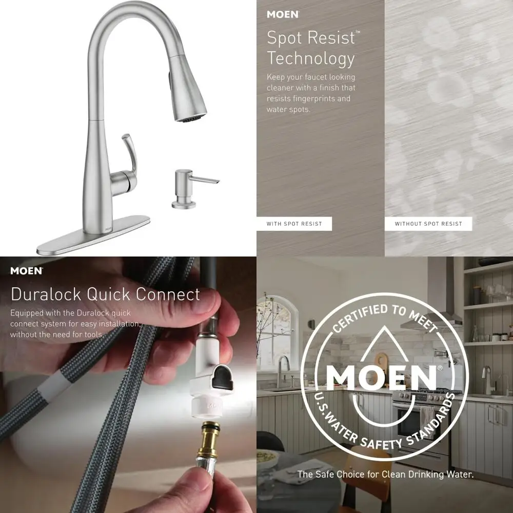 

Современный выдвижной смеситель из нержавеющей стали со встроенным дозатором мыла, устойчивый к пятнам Essie 87014SRS