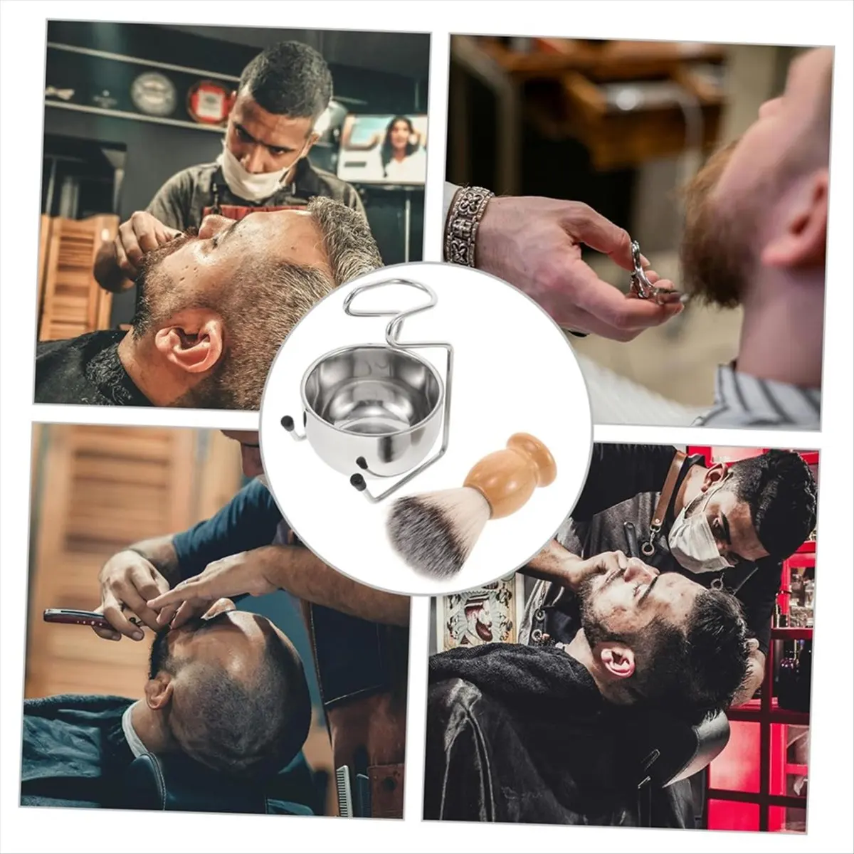 N14R Top Shaving Trimming Shaving Tools Luxury Men'S Shaving Set Stand Beard Brush Stand Perfect Grooming Gift
