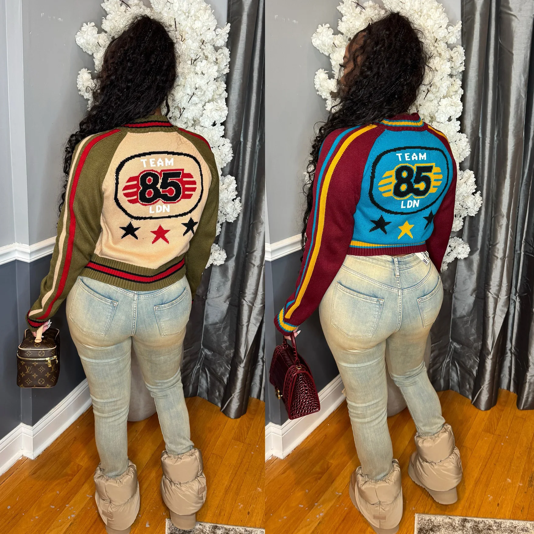 الشتاء محبوك سترة جاكيتات النساء المحاصيل اسكواش البيسبول معاطف Y2K الشارع الشهير 2025 الخريف رسالة سايبر جاكيتات معاطف تريكو #4