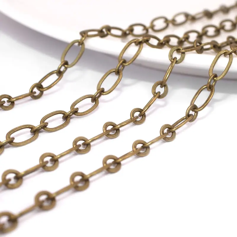 5 Meters Antique Bronze Vintage Style Copper Flat O Shape Chain Diy Jewelry Making Supplies Necklace Accessories for Women