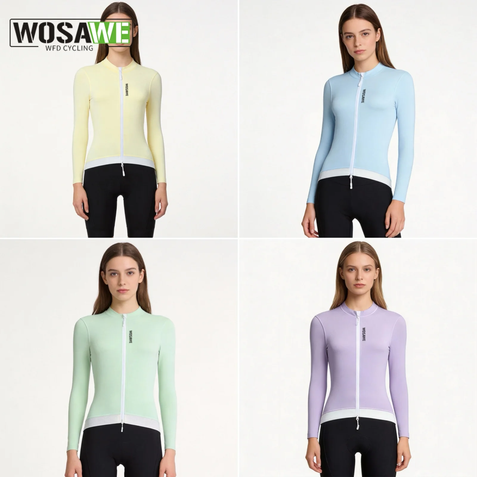WOSAWE Damen Langarm-Trikot MTB Radsport-Trikot Frühling Sommer Fahrradbekleidung Schlankes Oberteil Shirts für Rennrad-Fahren