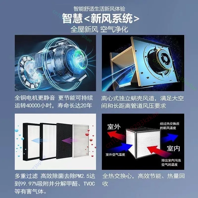 Fresh air system full heat exchanger fresh air ventilation machine ventilation purification two-way flow