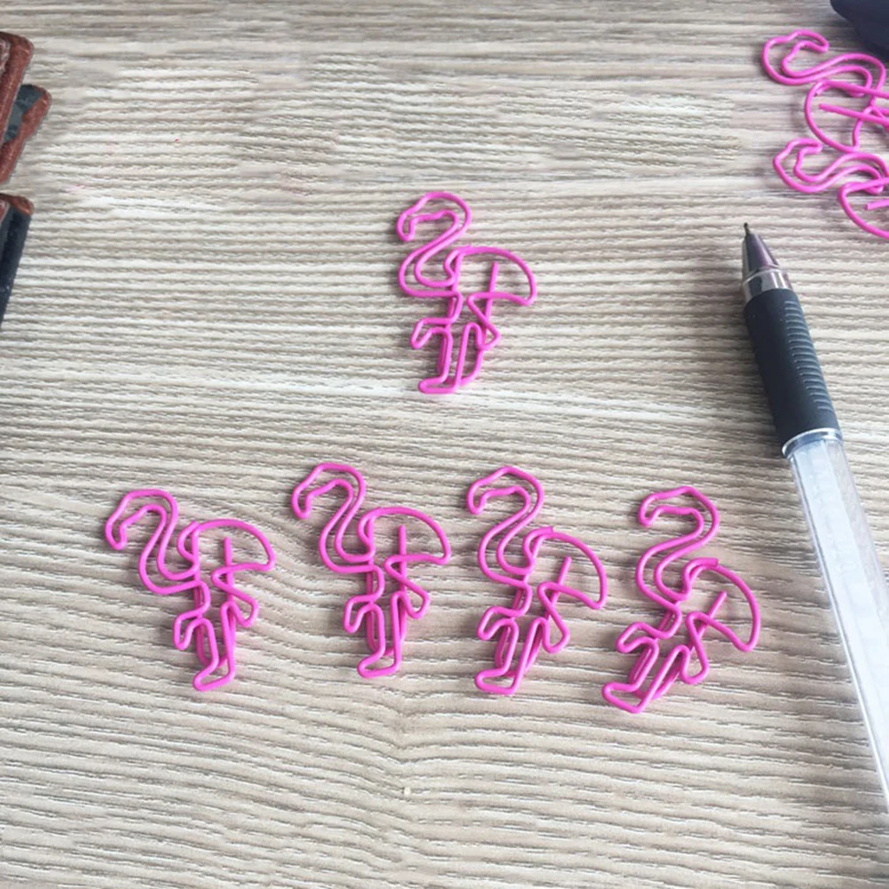 

10 Pcs School Paper Clip Clips Cartoon Flamingo Office School Metal Office Paper Clip Document Holder Stationery
