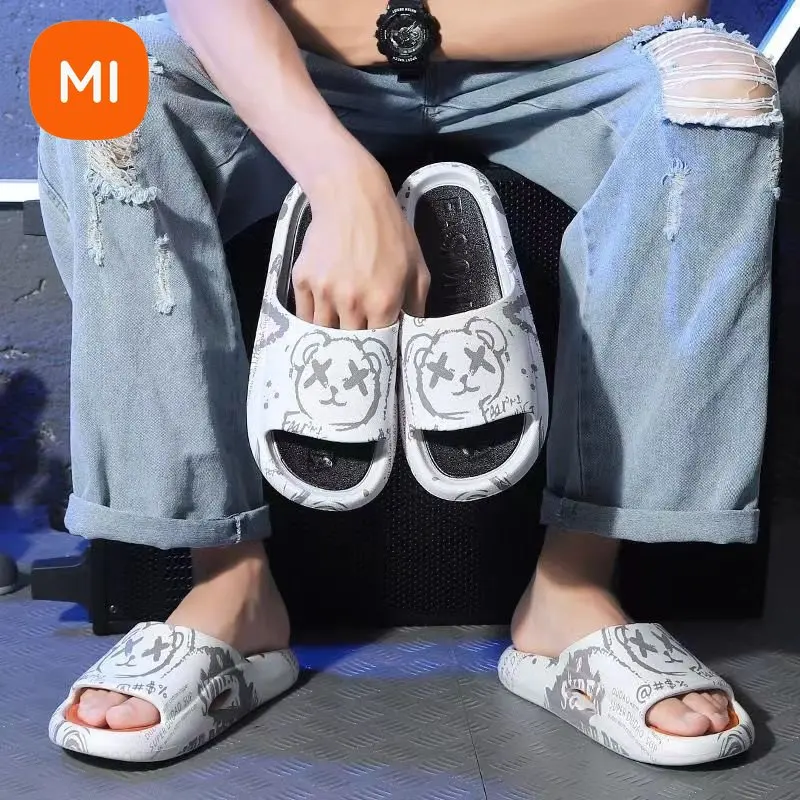 Xiaomi Summer Slippers For Men PVC Soft Comfortable Slippers Indoor Outdoor Wear Soft Thick Beach Couple Cartoon Sandals Shoes