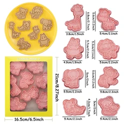 8pcs Cartoon Animal Biscuit Silicone Molds Farm Animal Cookie Cutters Stamp Fondant Moulds for Kitchen Bakeware Cookie Tools