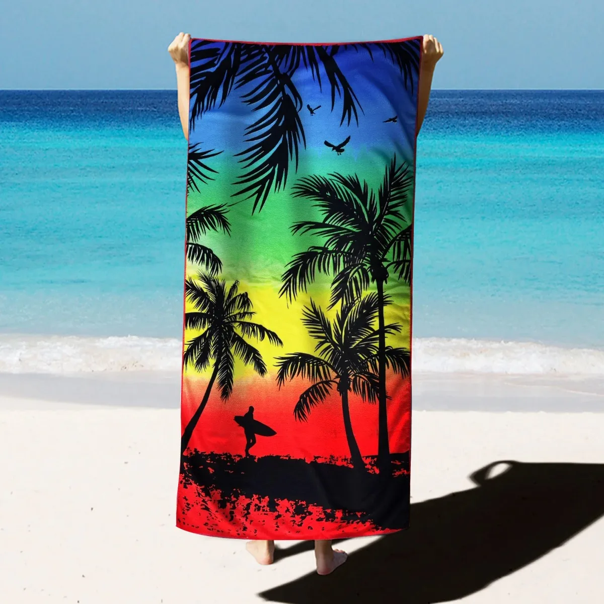 Microfiber Hairring Printed Beach Towel Mountain Climbing Yoga Beach Swimming Running Absorbent Soft Towel